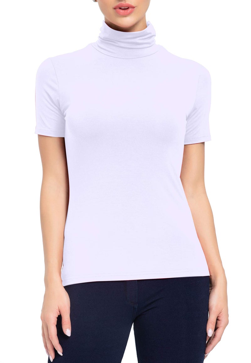AUHEGN Ladies Turtle Neck Tops for Layering White XX-Large - Image 1