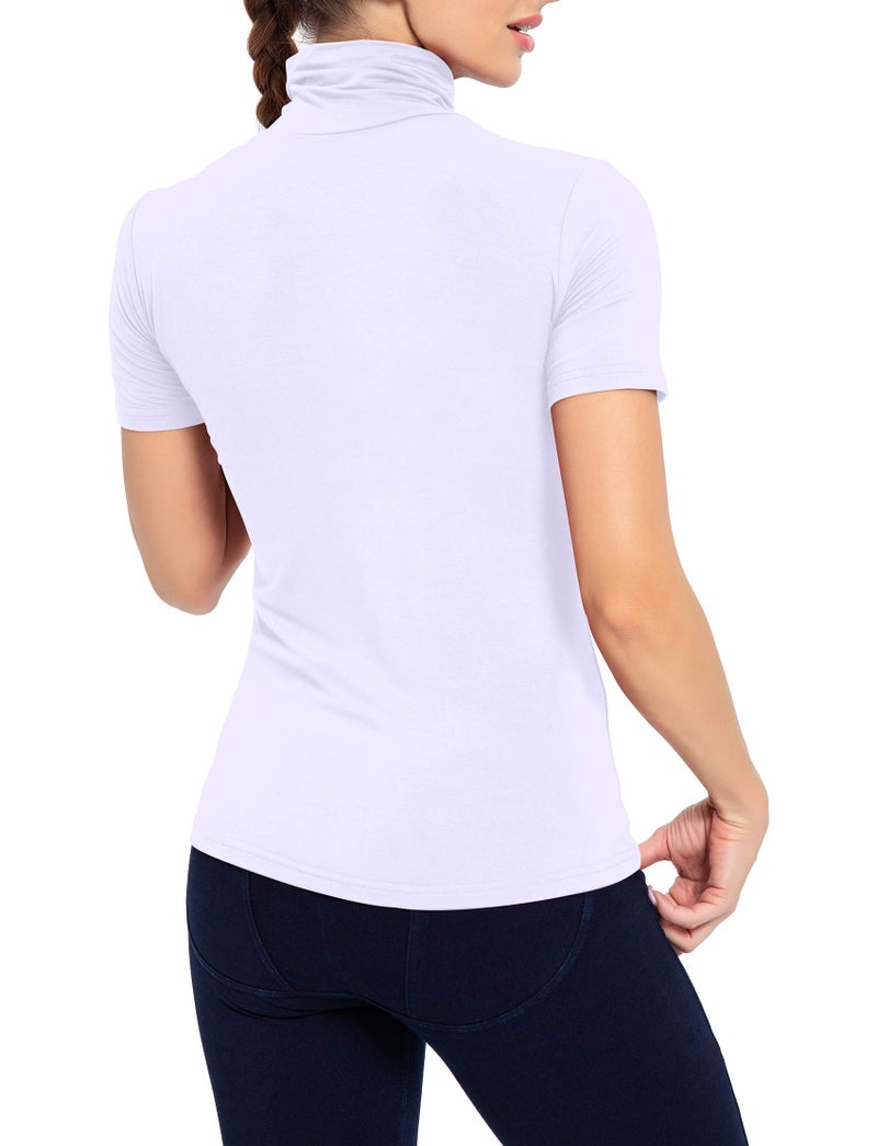 AUHEGN Ladies Turtle Neck Tops for Layering White XX-Large - Image 5