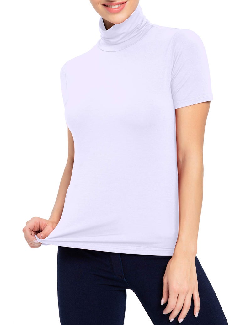 AUHEGN Ladies Turtle Neck Tops for Layering White XX-Large - Image 3