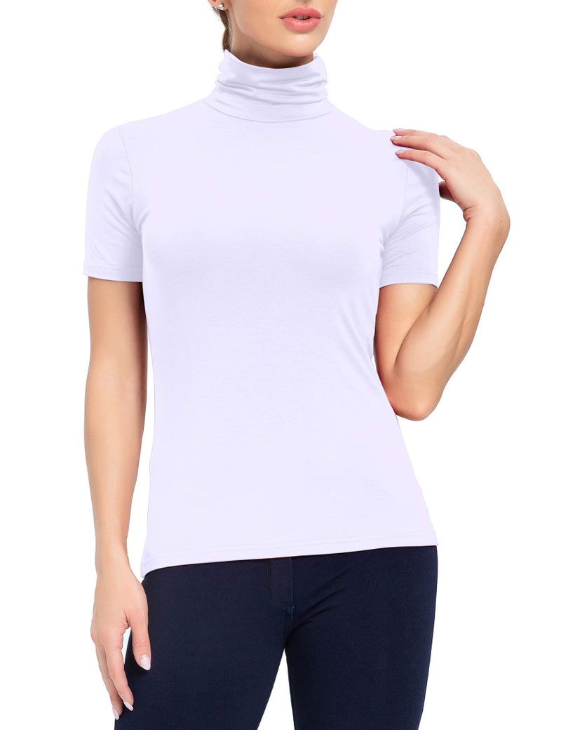 AUHEGN Ladies Turtle Neck Tops for Layering White XX-Large - Image 2