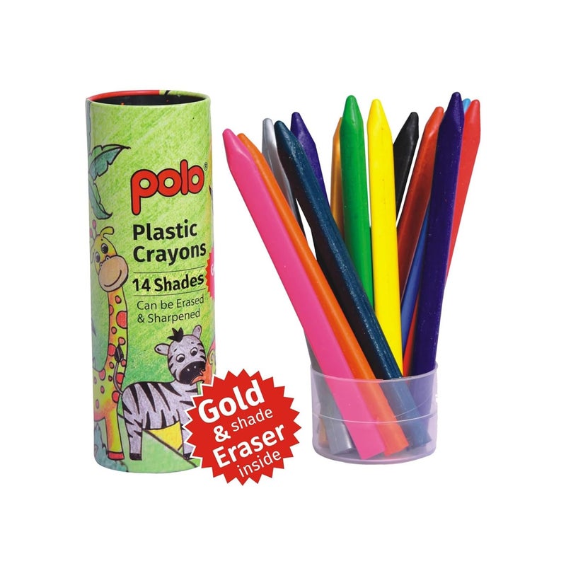POLO Plastic Crayons - 14 Bright Shades in Durable Tin Box, Non-Toxic & Easy-to-Use Crayons for Kids, Ideal for Drawing, Coloring, and Creative Projects - Image 4