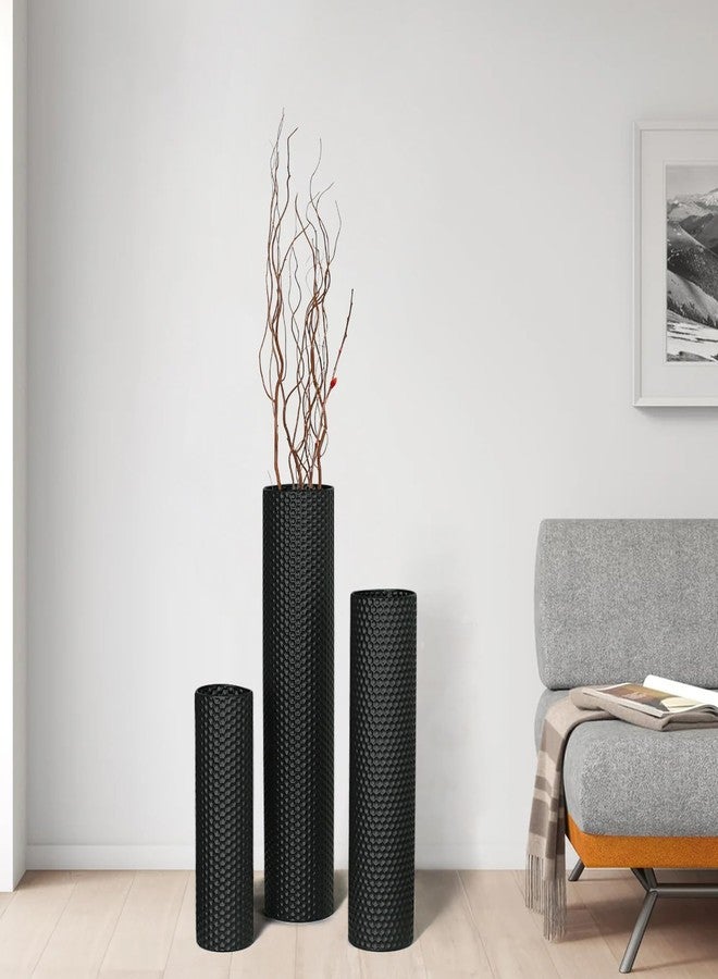 Dnnnii Black Tall Floor Vase Metal Cylinder Vases - Image 4