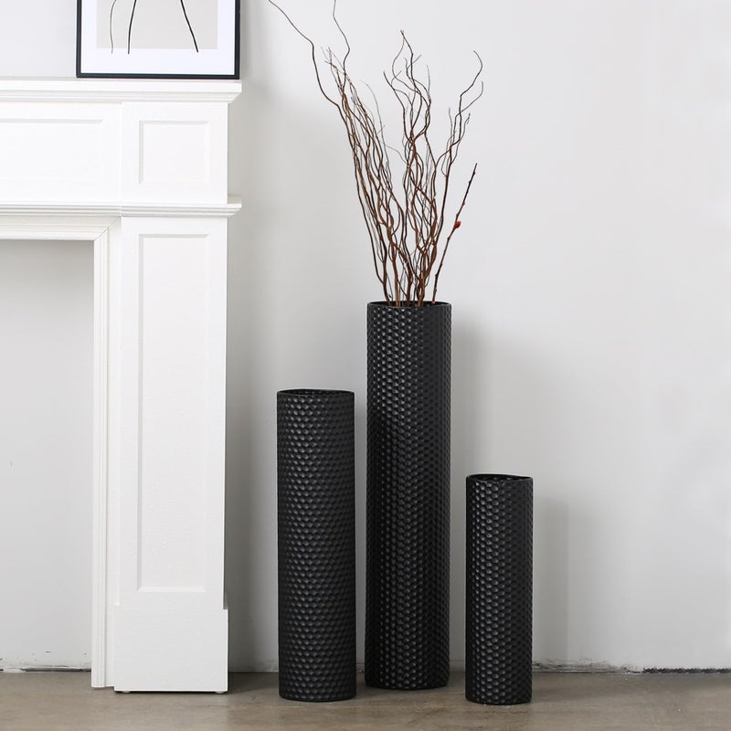 Dnnnii Black Tall Floor Vase Metal Cylinder Vases - Image 1