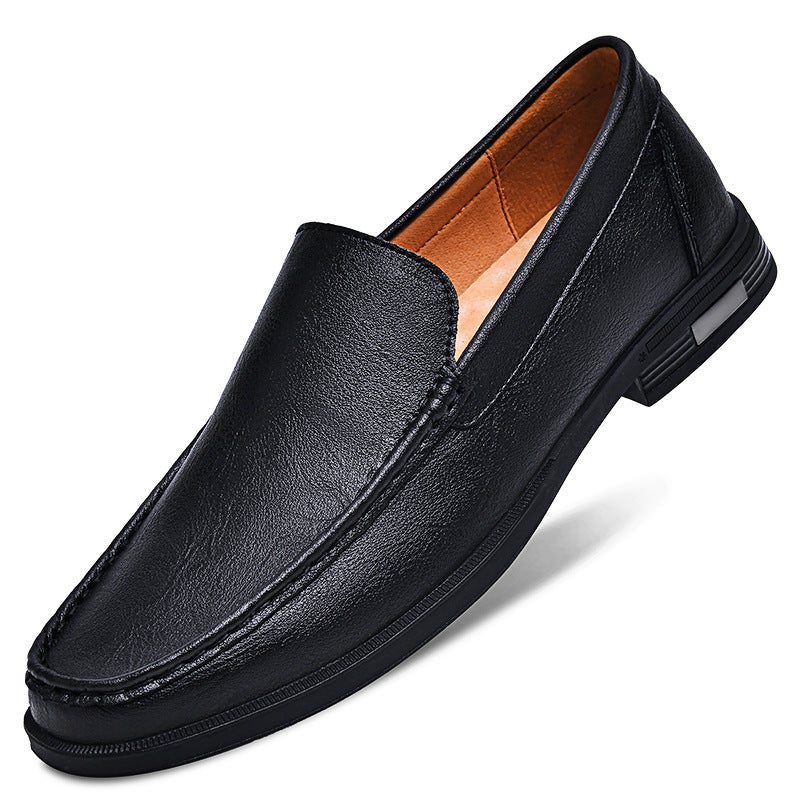 Slip-On Men'S Loafers Lazy Trendy Spring Men'S Shoes Genuine Leather British Casual Leather Shoes Korean Style Beanie Shoes For Men - Image 1