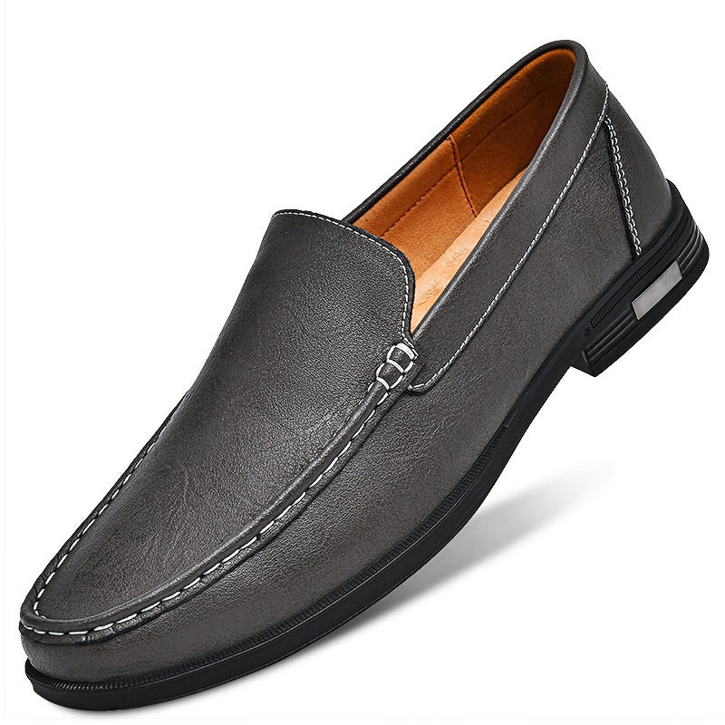 Slip-On Men'S Loafers Lazy Trendy Spring Men'S Shoes Genuine Leather British Casual Leather Shoes Korean Style Beanie Shoes For Men - Image 3