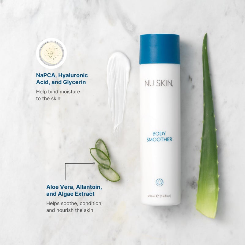 Nu Skin Body Smoother | Luxurious Moisture-Locking Body Lotion with Aloe Vera, Algae Extract, Vitamins A and E for Optimal Skin Nourishment and Hydration | Quick-Absorbing Formula | 8.4 Fl Oz | 1 Pack - Image 3