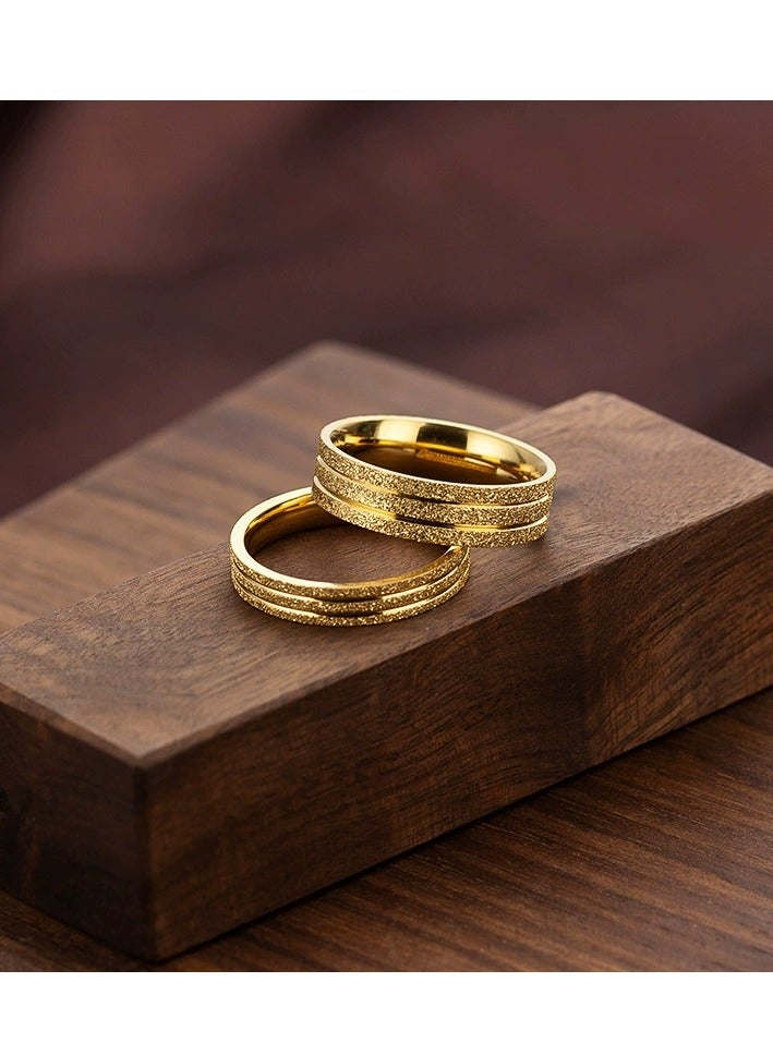 AuliceVerse Titanium Steel Couples Ring set  Perfect Valentine's Day Engagement Anniversary Wedding Wedding Band gold - Image 3