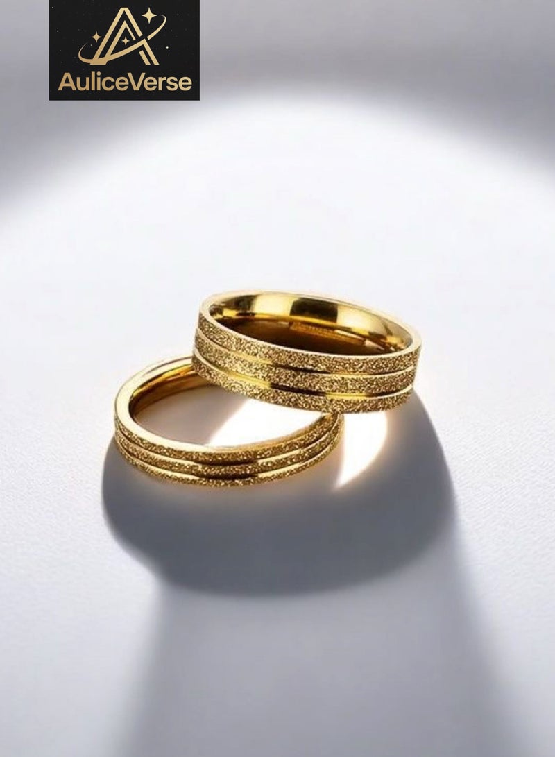 AuliceVerse Titanium Steel Couples Ring set  Perfect Valentine's Day Engagement Anniversary Wedding Wedding Band gold - Image 2