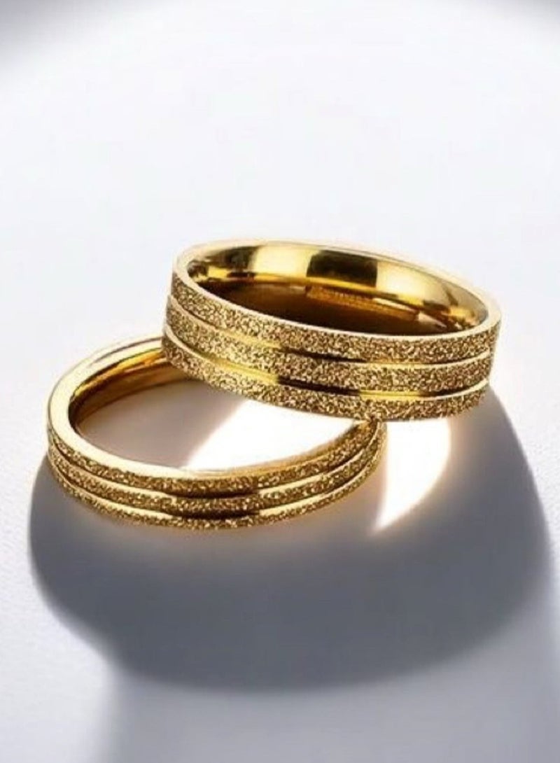 AuliceVerse Titanium Steel Couples Ring set  Perfect Valentine's Day Engagement Anniversary Wedding Wedding Band gold - Image 1