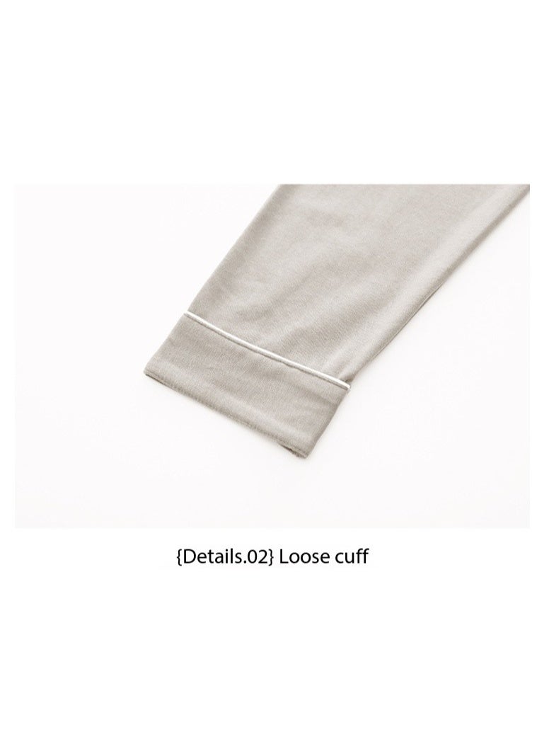 Feraco 100% Cotton Men's Pajamas, Spring/Autumn Home Wear, Long-Sleeved Cardigan Set, Loose Fit, Plus Size, High-End Home Wear (Milk Coffee Color) - Image 3