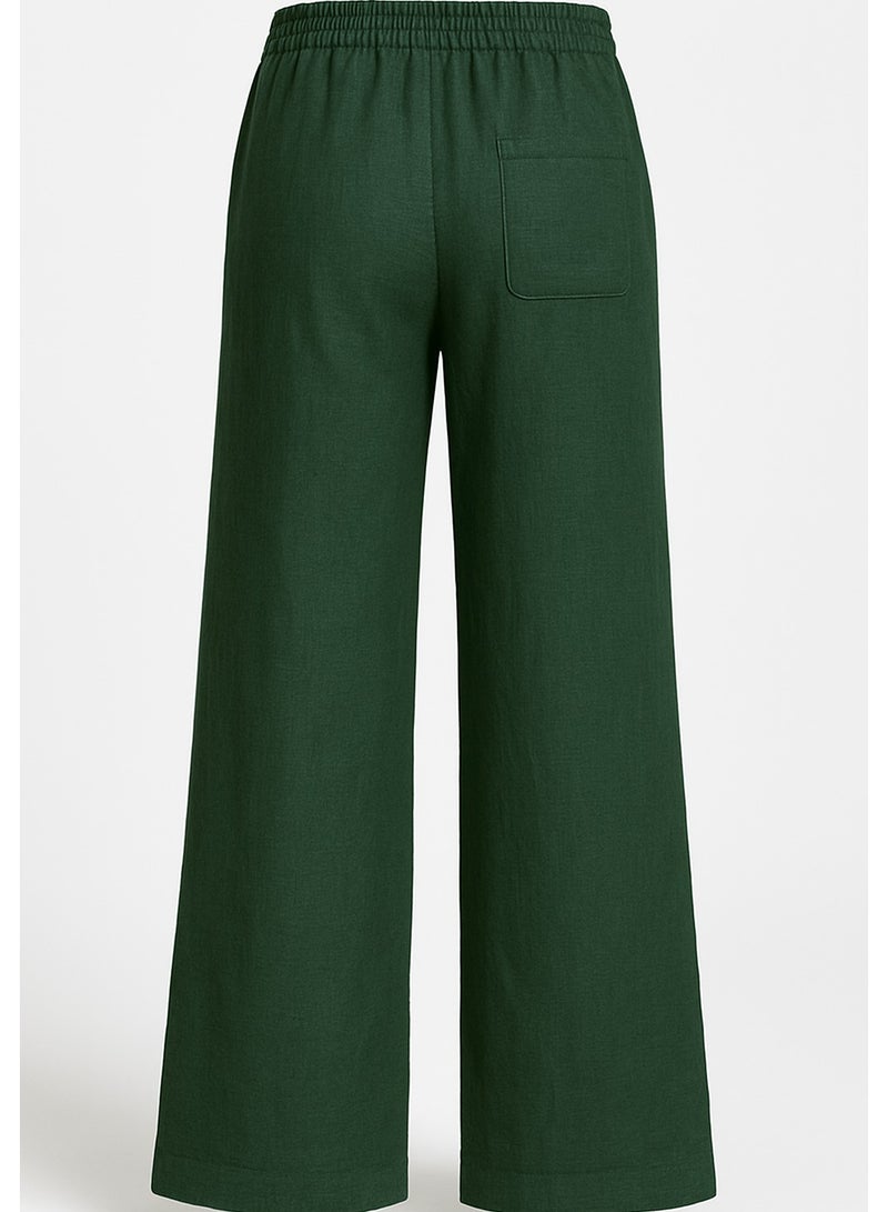 Soft Steps Soft Steps Women's Linen Pants Size L Dark Green  - Image 4