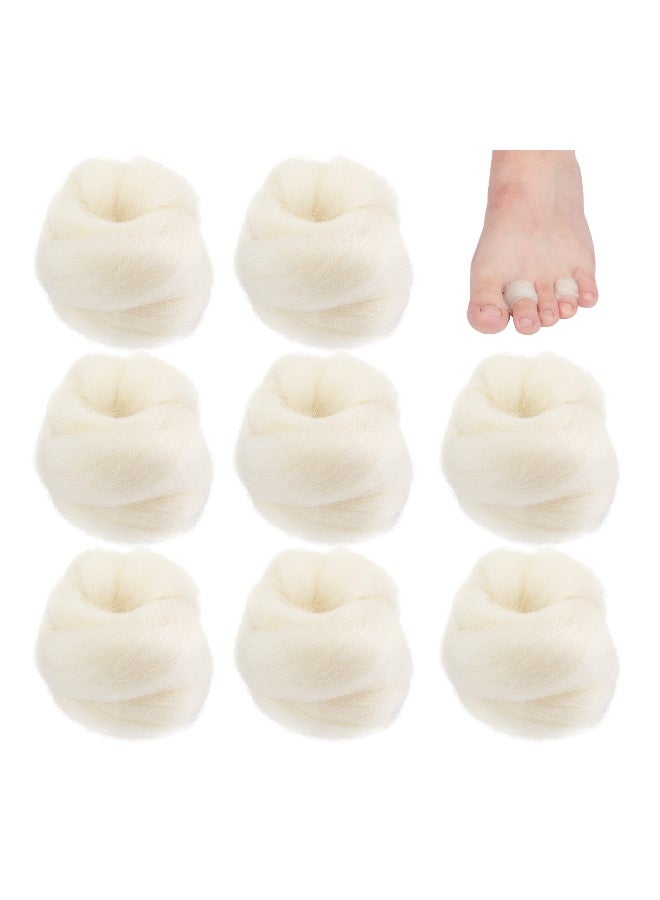 فواصل أصابع القدم من صوف الحملان لراحة القدمين - وسادات مبطنة لوقاية من الفقاعات، تخفيف من زوائد العظام، إزالة الجلد المتصلب، وراحة أصابع القدم المعوجة - 8 قطع (3/8 أوز) - Image 1