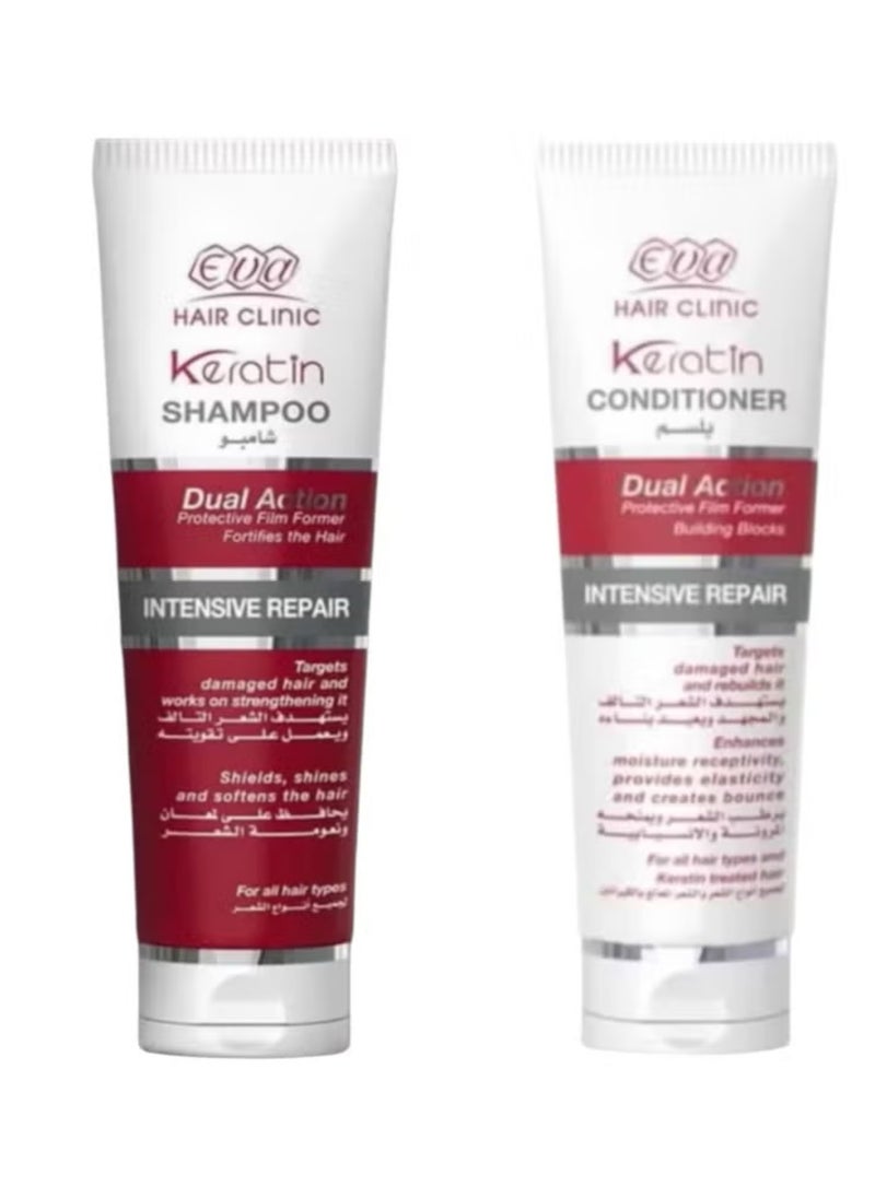 Eva Ekeratin Shampoo For All Hairs - 230 ml+ EVA HAIR CLINIC E-KERATIN CONDITIONER 230 ML (packaging my vary)