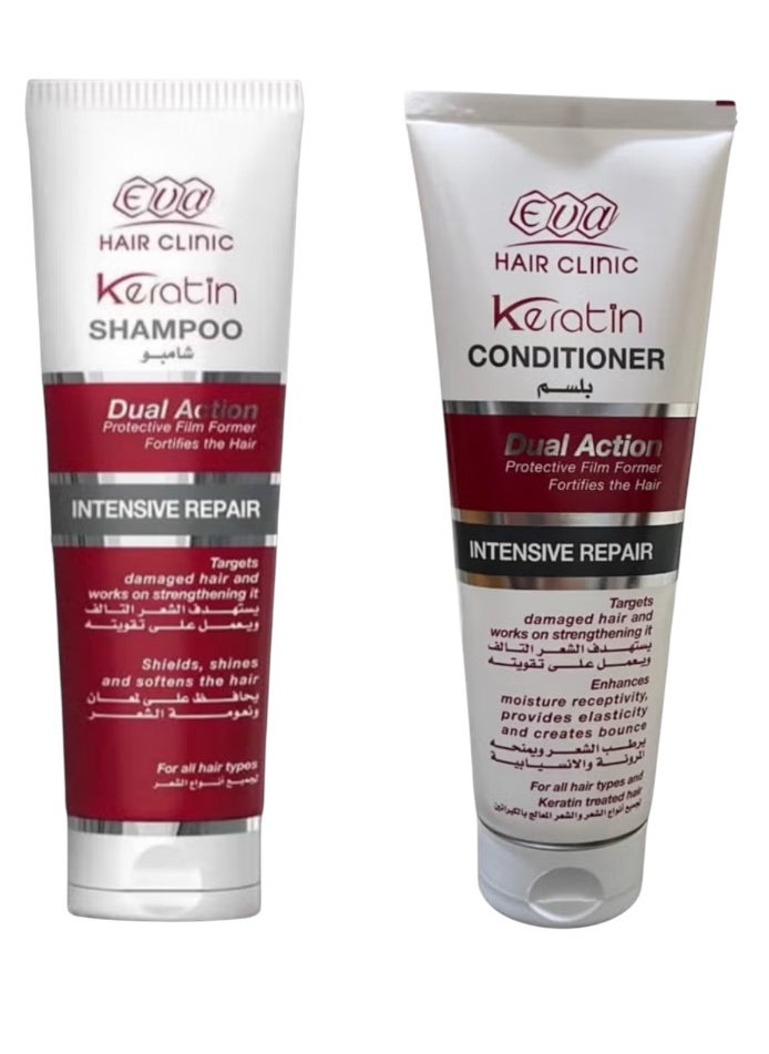 Eva Ekeratin Shampoo For All Hairs - 230 ml+ EVA HAIR CLINIC E-KERATIN CONDITIONER 230 ML (packaging my vary)