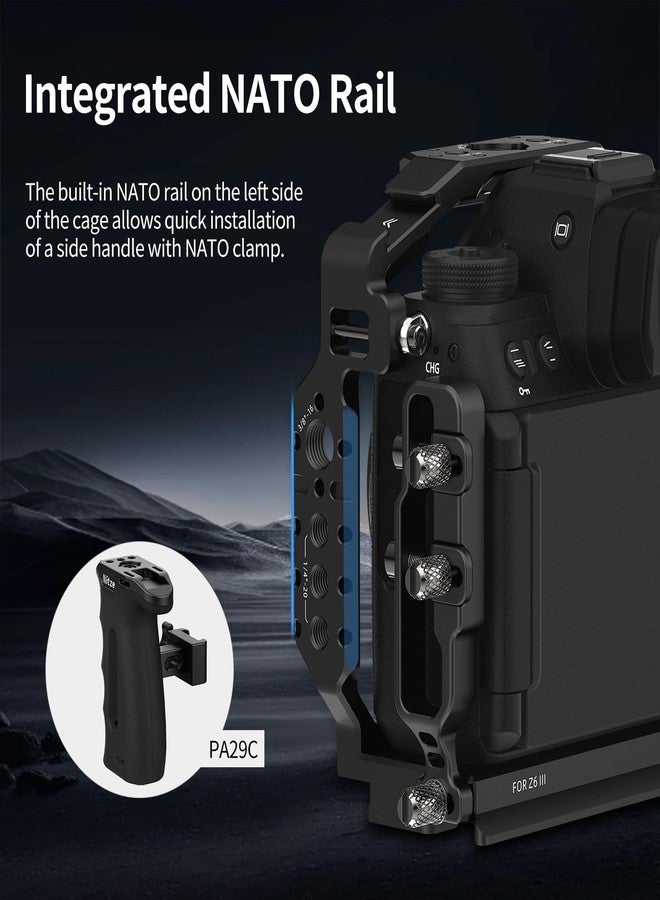 نيتز قفص Nitze Z6 III لكاميرا Nikon Z6 III، مزود بسكة NATO مدمجة، وقاعدة تثبيت ملحقات، ولوحة تحرير سريع لنظام Arca-Swiss - T-N05A - Image 5