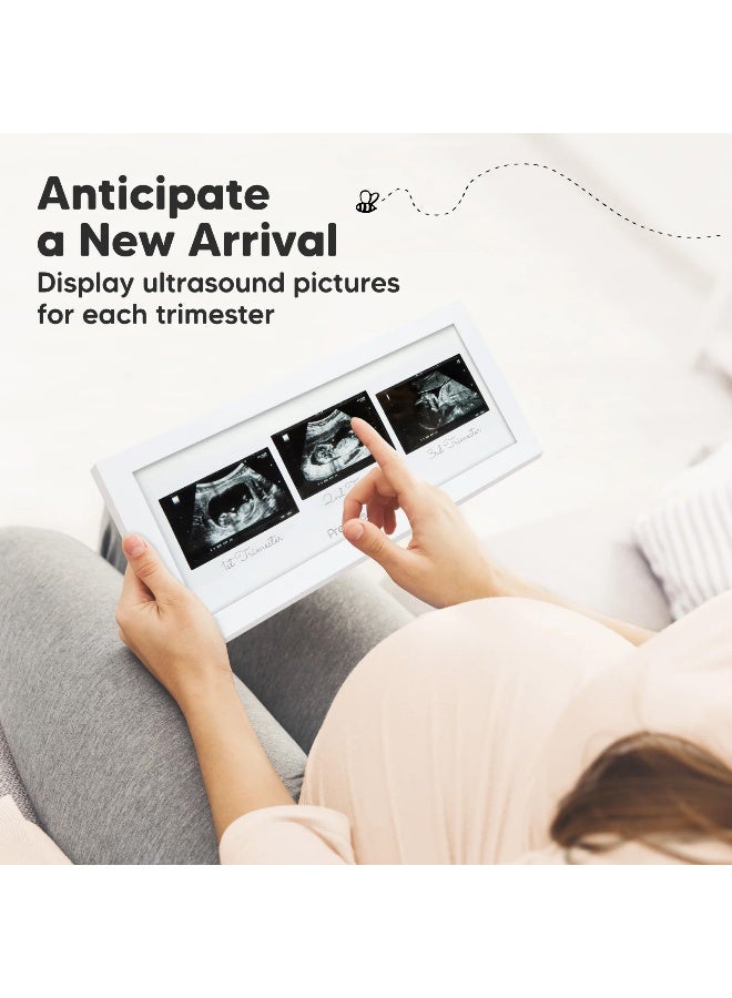 KeaBabies Trio Baby Sonogram Frame, Ultrasound Keepsake, Alpine White - Image 3