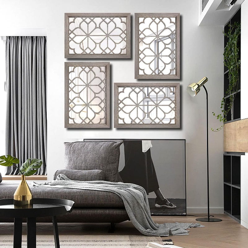 Wocred Set of 2 Rectangular Wall Mirror,Gorgeous Rustic Farmhouse Accent Mirror,Barn Wood Color Entry Mirror for Bathroom Renovation,Bedrooms,Living Rooms and More(11”x15”) - Image 5