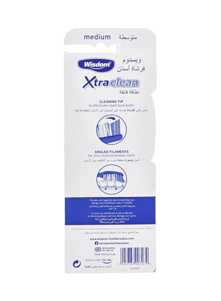 WISDOM Extra Clean Medium Toothbrush Value Pack of 4 Brushes - Image 2