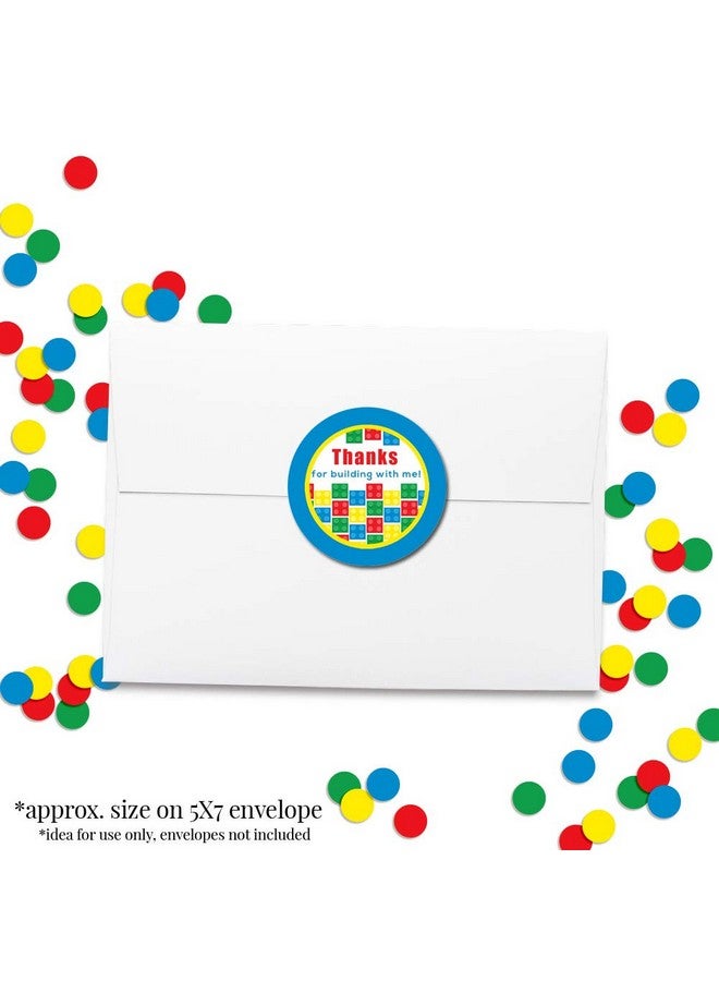 Amanda Creation Building Blocks Themed Birthday Thank You Sticker Labels For Kids 40 2" Party Circle Stickers By Amandacreation Great For Party Favors Envelope Seals & Goodie Bags - Image 4