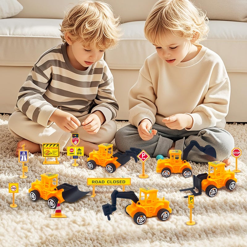 Firleayo 23pcs Constructions Cake Toppers Vehicles Cake Decoration Excavator Crane Truck Cupcake Topper Traffic Road Sign Cupcake Construction Cake Decorations Happy Birthday Sign for Party Supplies - Image 2