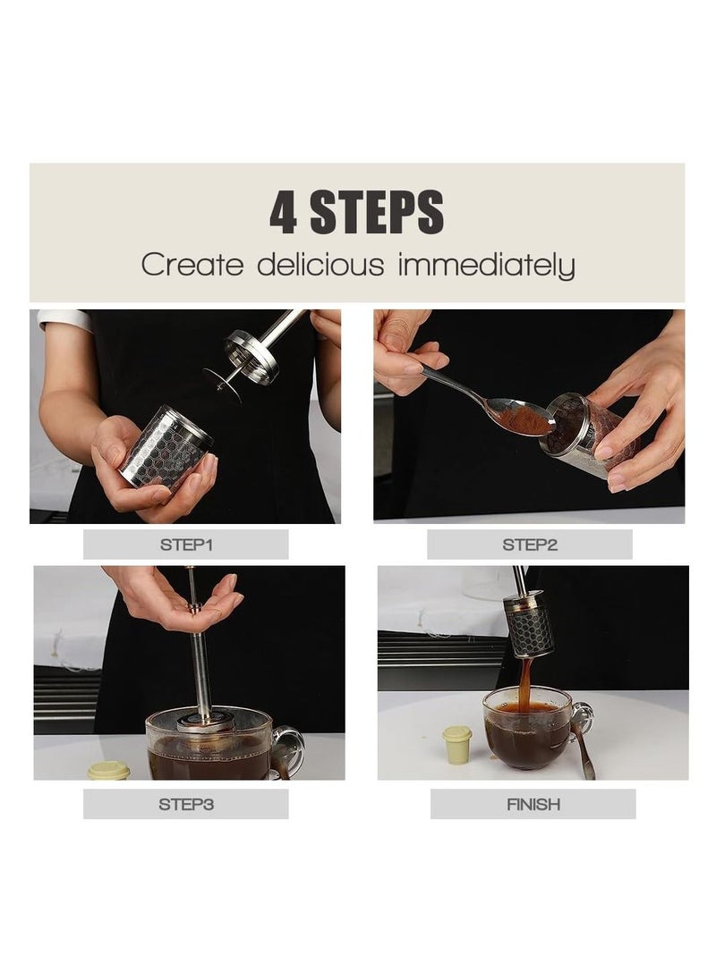 Y&D Stainless Steel Coffee Filter and Tea Press Maker, Manual Pressing French Filter, Reusable Black for Travel, Camping Work & School  - Image 3