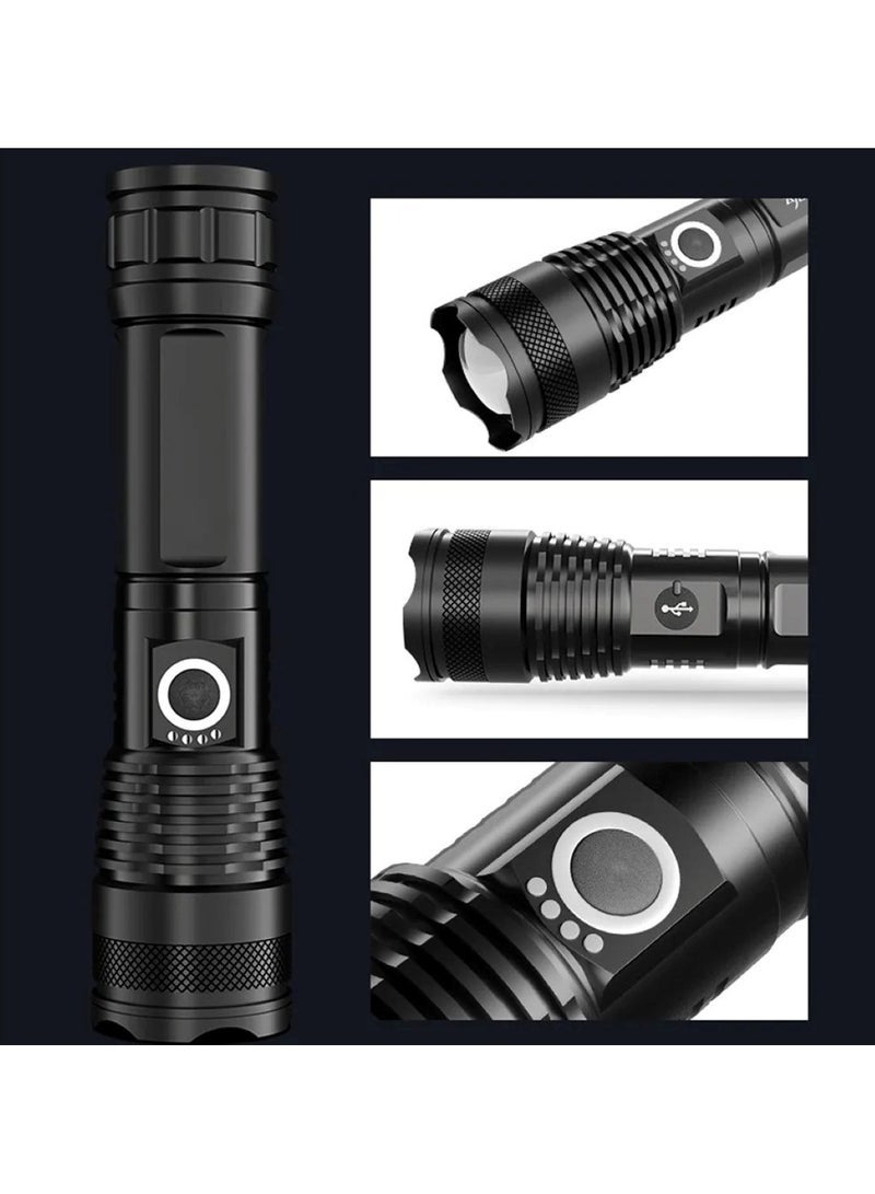 Zoomable Waterproof LED Flashlight with Battery High-Powered, Portable Torch for Outdoor & Camping - Image 2