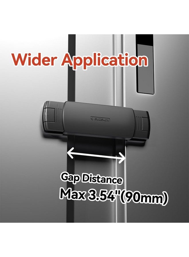 Eudemon EUDEMON 1 Pack Latest French Fridge Lock French Door Refrigerator/Freezer Lock Apply to Max 3.54"(90mm) Two Door Gap Distance for Kids & Babies,Easy to Install no Tools Need or Drill (Black) - Image 4