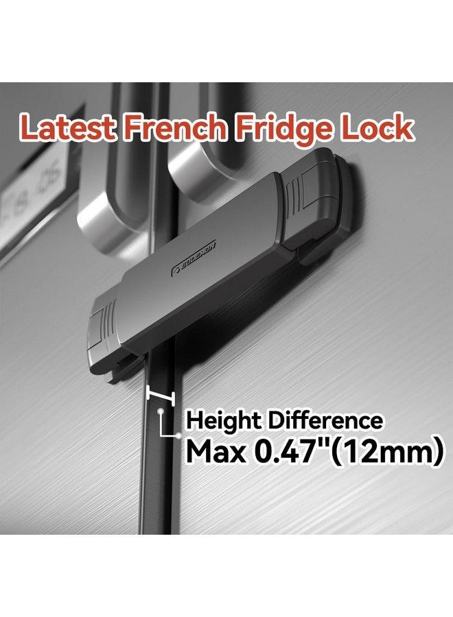 Eudemon EUDEMON 1 Pack Latest French Fridge Lock French Door Refrigerator/Freezer Lock Apply to Max 3.54"(90mm) Two Door Gap Distance for Kids & Babies,Easy to Install no Tools Need or Drill (Black) - Image 3