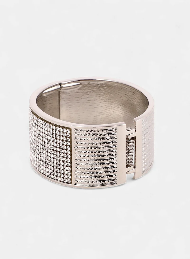 SOHI SOHI Women The Cristal-Bijou Cuff Bracelet | Crystal  Colour | One-Size | Artificial Stone Alloy Material | Adjustable Closure | Bracelet For Casual & Evening Wear