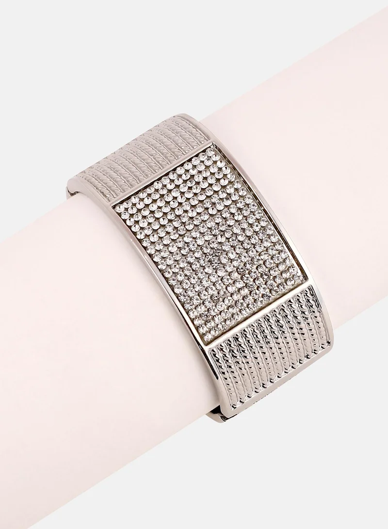 SOHI SOHI Women The Cristal-Bijou Cuff Bracelet | Crystal  Colour | One-Size | Artificial Stone Alloy Material | Adjustable Closure | Bracelet For Casual & Evening Wear