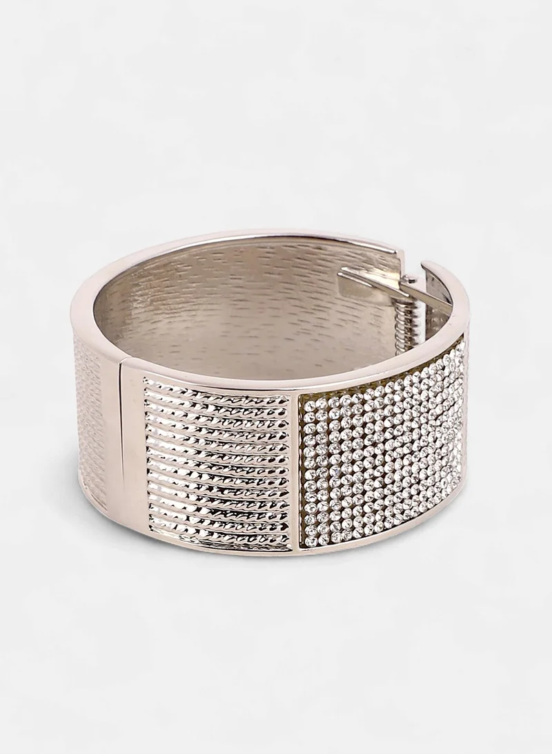 SOHI SOHI Women The Cristal-Bijou Cuff Bracelet | Crystal  Colour | One-Size | Artificial Stone Alloy Material | Adjustable Closure | Bracelet For Casual & Evening Wear