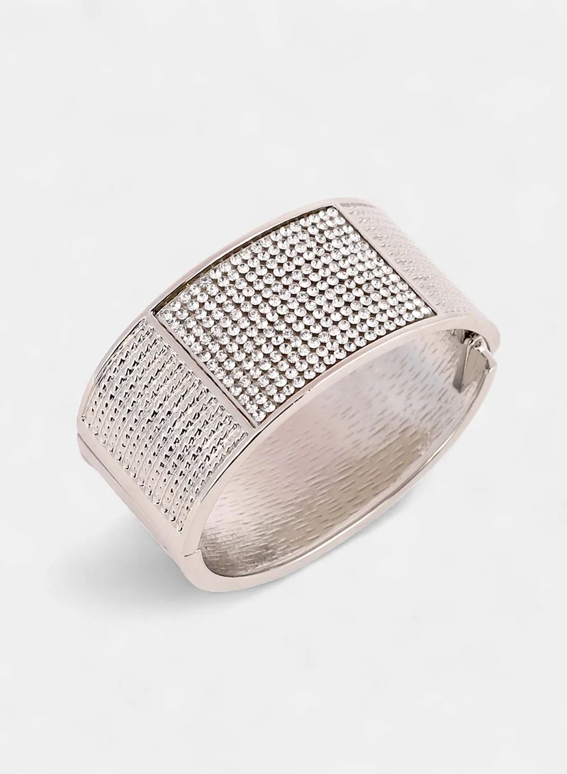 SOHI SOHI Women The Cristal-Bijou Cuff Bracelet | Crystal  Colour | One-Size | Artificial Stone Alloy Material | Adjustable Closure | Bracelet For Casual & Evening Wear