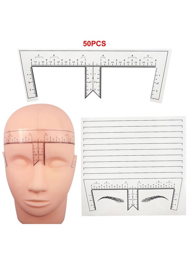 Guapa - 50Pcs/Pack Eyebrow Ruler With Brow Shape Disposable Microblading Ruler Sticker Adhesive Brows Positioning Measure Tool - Image 1