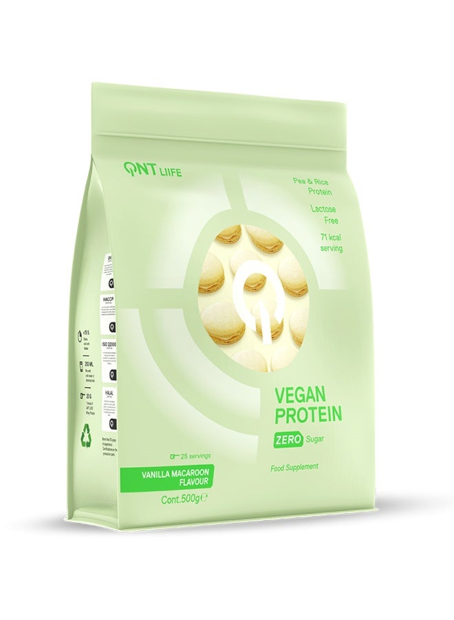 QNT VEGAN PROTEIN | 500g | Vanilla Macaroon Flavor, High Protein, Sugar-Free, Lactose-Free, Gluten-Free - Image 2