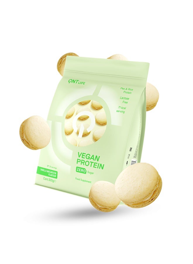 QNT VEGAN PROTEIN | 500g | Vanilla Macaroon Flavor, High Protein, Sugar-Free, Lactose-Free, Gluten-Free - Image 1