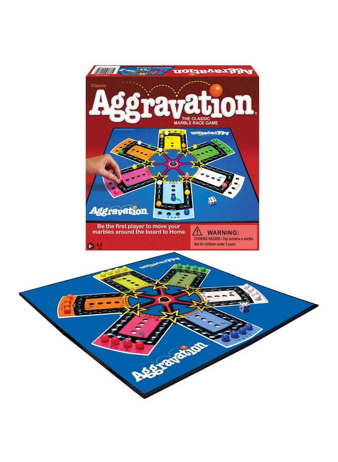 Winning Moves Aggravation With Retro Artwork by Winning Moves Games USA, the Classic Marble Race Game, Great For Kids, for 2 to 6 Players, Ages 6+ - Image 1