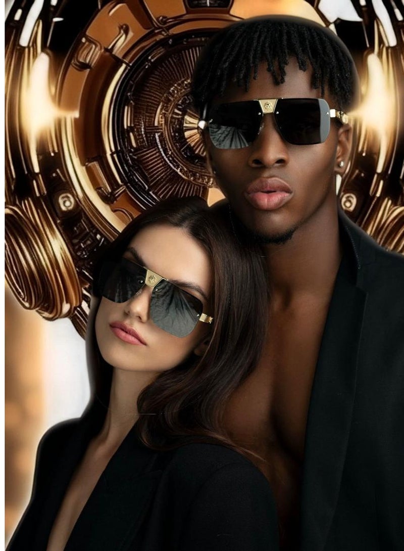 SOL.K Klus-K Black Lense Eyewear - Sleek Matt Gold Stainless Steel Frame with 400 UV Protection - Classic Black Lenses, 1-Year Warranty - Today Timeless & Stylish Sunglasses - Image 3