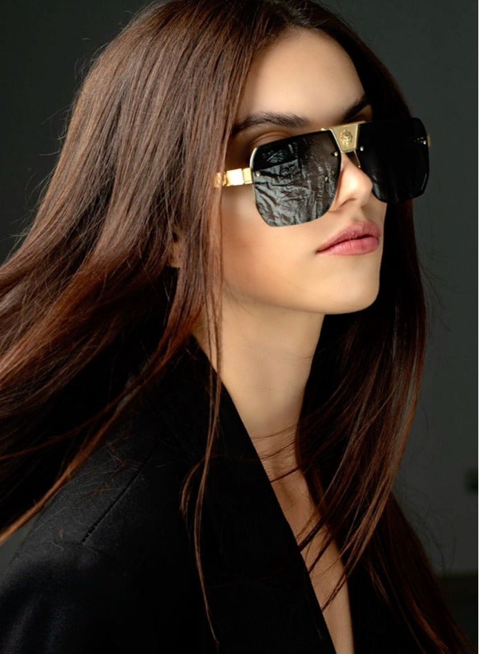 SOL.K Klus-K Black Lense Eyewear - Sleek Matt Gold Stainless Steel Frame with 400 UV Protection - Classic Black Lenses, 1-Year Warranty - Today Timeless & Stylish Sunglasses - Image 4