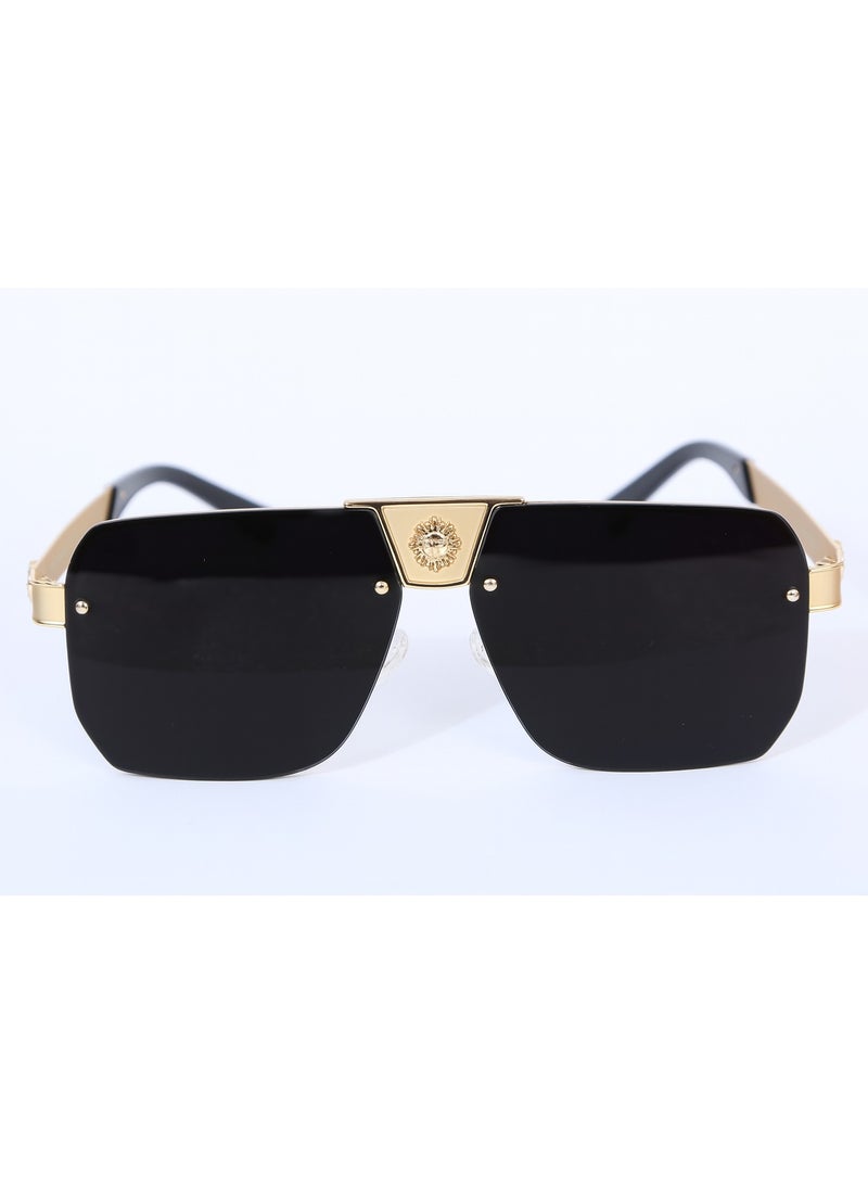 SOL.K Klus-K Black Lense Eyewear - Sleek Matt Gold Stainless Steel Frame with 400 UV Protection - Classic Black Lenses, 1-Year Warranty - Today Timeless & Stylish Sunglasses - Image 1
