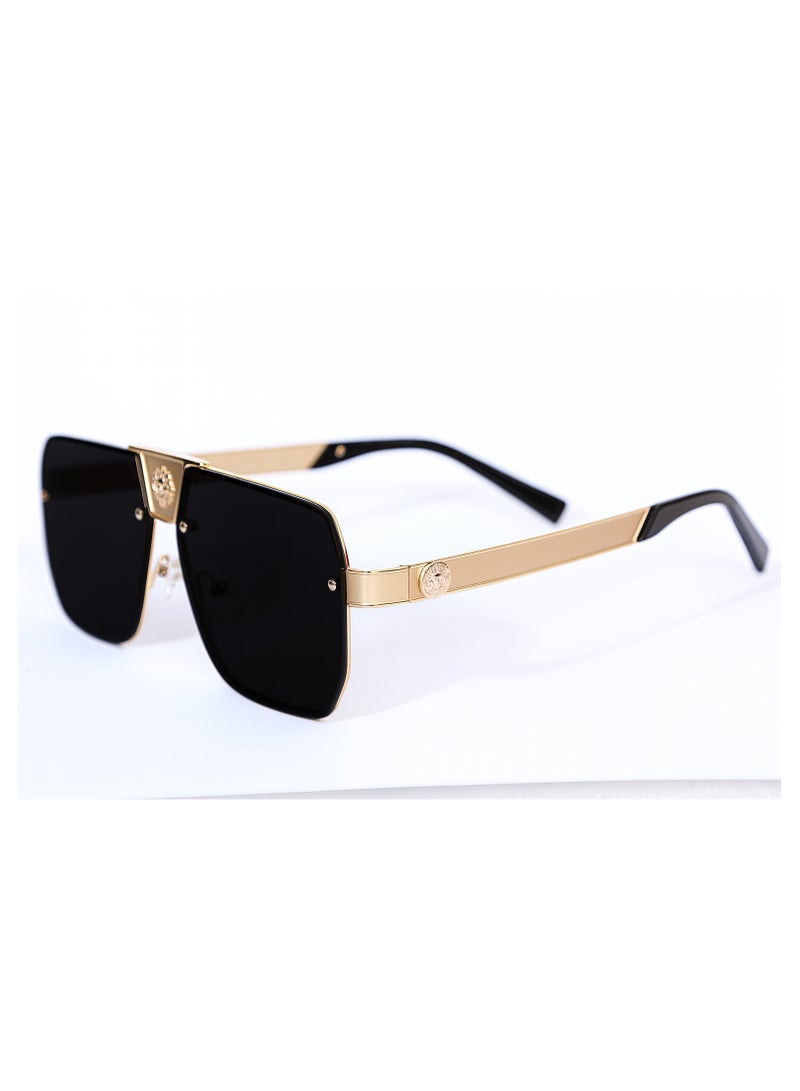 SOL.K Klus-K Black Lense Eyewear - Sleek Matt Gold Stainless Steel Frame with 400 UV Protection - Classic Black Lenses, 1-Year Warranty - Today Timeless & Stylish Sunglasses - Image 2