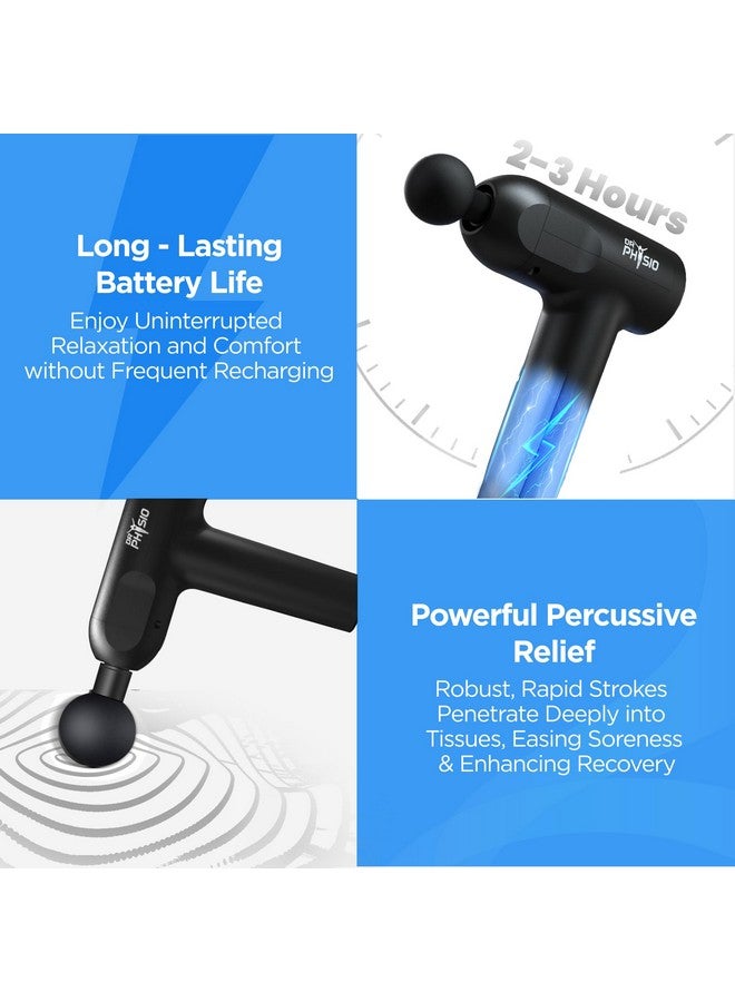 Dr Physio مسدس تدليك دكتور فيزيو سوبرفولت 1023 برو للأنسجة العميقة، آلة تدليك للجسم بالكامل لتخفيف الألم، تدليك العضلات واسترخاء الجسم، استعادة العضلات بشكل أسرع، قابلة لإعادة الشحن، بدون سلك، محمولة (أسود غير لامع) - Image 4