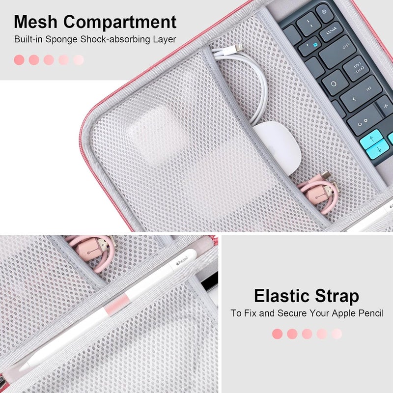 Lacdo Tablet Sleeve Case for 13 inch New iPad Air M4 M3 M2 2026-2024, 13 inch iPad Pro M5 M4 2025-2024, 12.9 inch iPad Pro 6 5 4 3, iPad Sleeve 13 inch Hard Shell Protective Tablet Carrying Case, Pink - Image 3
