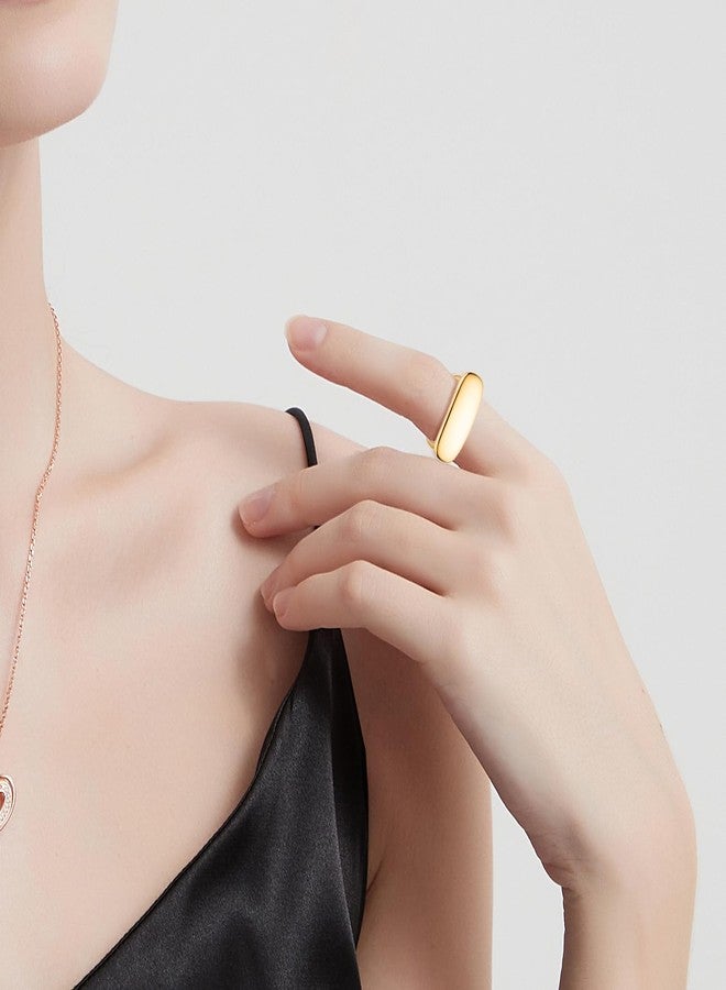 AiliFe Big Gold Wide Square Rings for Men and Women, 14K Real Yellow Gold Plated Stacking Gold Rings (10) - Image 3