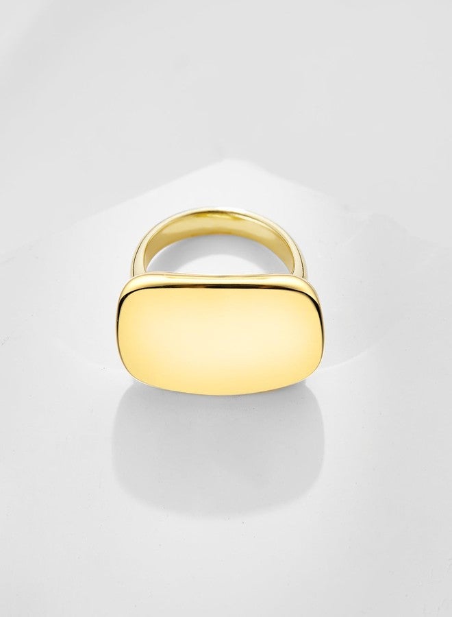 AiliFe Big Gold Wide Square Rings for Men and Women, 14K Real Yellow Gold Plated Stacking Gold Rings (10) - Image 2