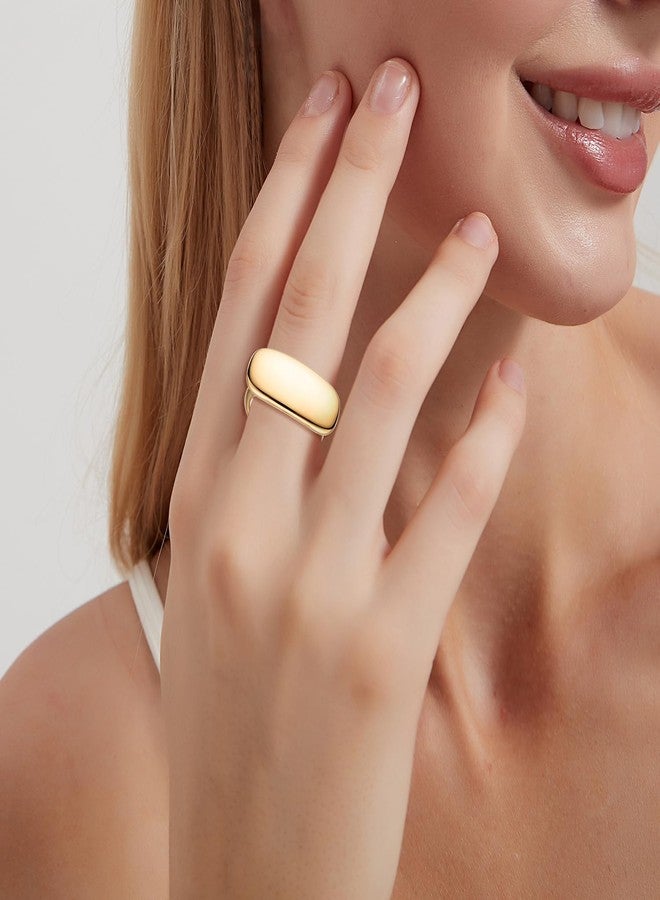 AiliFe Big Gold Wide Square Rings for Men and Women, 14K Real Yellow Gold Plated Stacking Gold Rings (10) - Image 5