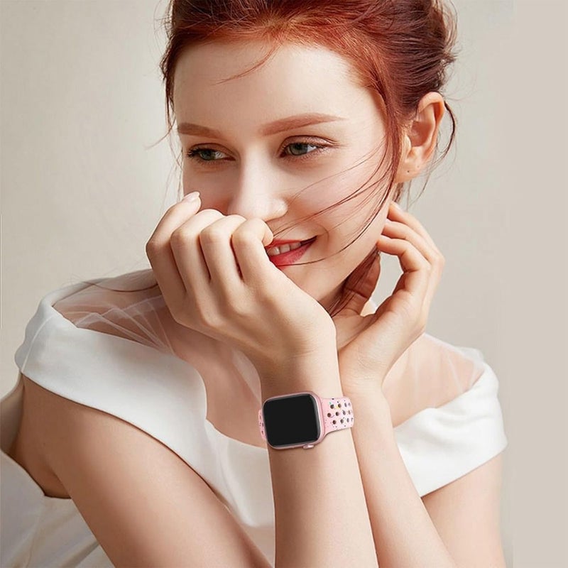 White Silicone Sport Band Compatible Apple Watch 42 44 45 46 49mm Series SE Ultra - Image 5