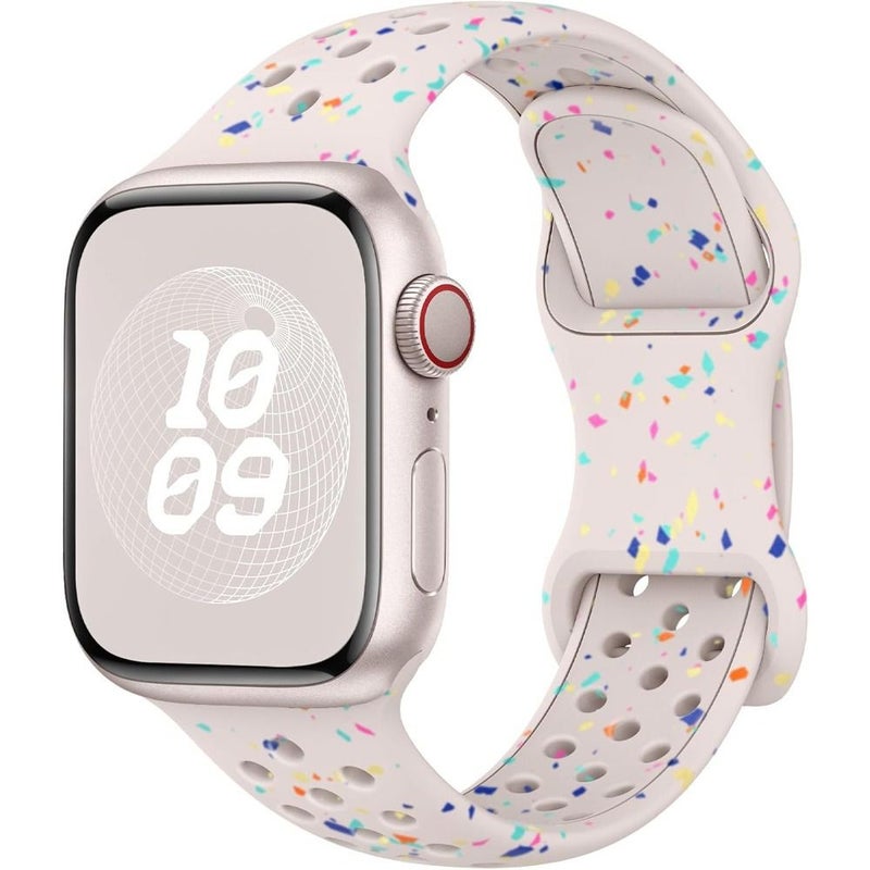 White Silicone Sport Band Compatible Apple Watch 42 44 45 46 49mm Series SE Ultra - Image 1
