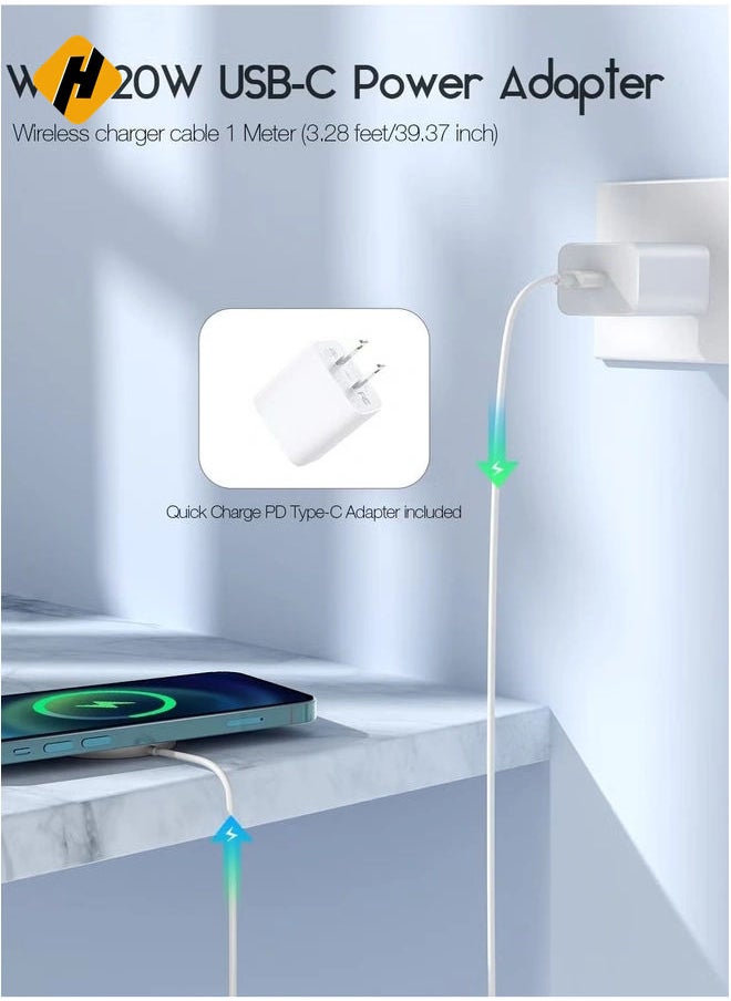 HuHa Magnetic Wireless Charger,15W Max Wireless Charging Pad with USB-C 20W PD Adapter, Compatible with MagSafe Charger for iPhone 14/14 Pro/14 Plus/14 Pro Max/iPhone 13/13 Mini/13Pro max,Silver  - Image 3