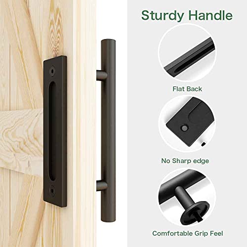 CCJH 10" Sliding Barn Door Handles and Pulls, Double Sided Hardware Set, Flat Bottom Plate Design, Rustic Black, Easy Installation - Image 3