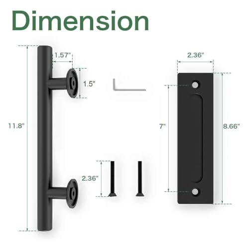 CCJH 10" Sliding Barn Door Handles and Pulls, Double Sided Hardware Set, Flat Bottom Plate Design, Rustic Black, Easy Installation - Image 5